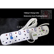 13 Amp 5 Gang 4.5m Extension Cord Trailing Socket Extension Plug Socket SIRIM