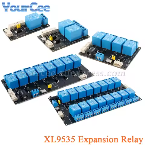 XL9535 1 2 4 8 16 Way Channel Expansion Relay Module 5V Power Supply Optocoupler Isolation Board IIC