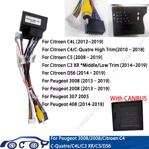 Car Audio Radio CD 16PIN Android Power Calbe Adapter For Peugeot 3008/2008/Citroen C4/C-Quatre/C4L/C