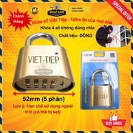 Khóa số khóa treo mật mã Việt Tiệp vàng đồng hàng chuẩn bền bỉ an toàn không dùng chìa (5 phân)