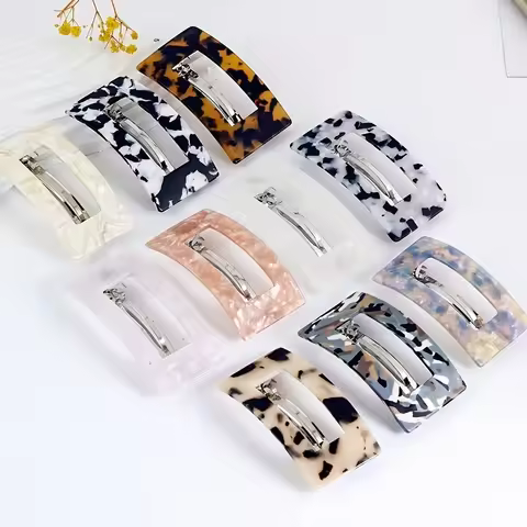 Women's Hollow Acetate Rectangular Hairpin Fashion Elegant Micro Arc Hairpin Fashion Lazy Bundle Hai