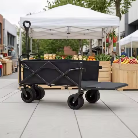 Foldable Camping Wagon Reinforced Heavy Duty Folding Wagon Foldable Wagon Wagon Large Capacity Outdo