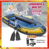 INTEX 68370 Challenger 3 Boat Set Inflatable Boat Fishing Boat PVC Rubber with Paddles Pump Bot Angi