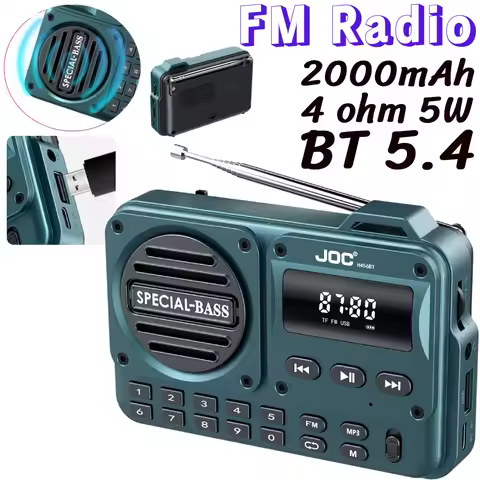 FM Radio Type-C Charging Rechargeable Digital Radio Recorder with LED Display BT 5.4 Radio Speaker G