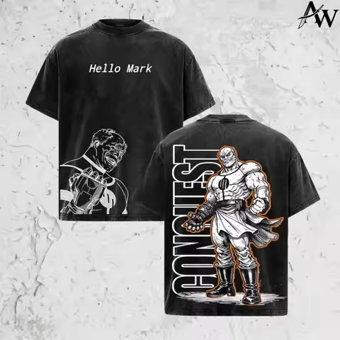 Conquest Invincible Anime Clothing Men Women Oversized T-shirts Short Sleeve Washed T Shirt Vintage