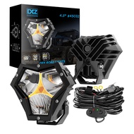DXZ 45C01-Flood 50W High Brightness 4.5Inch Square Cube LED Pods Amber Backlight Off-Road Driving Ne