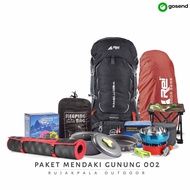 set perlengkapan hiking carrier Arei ramelu 60+5L paket mendaki murah paket camping keril rei komplit