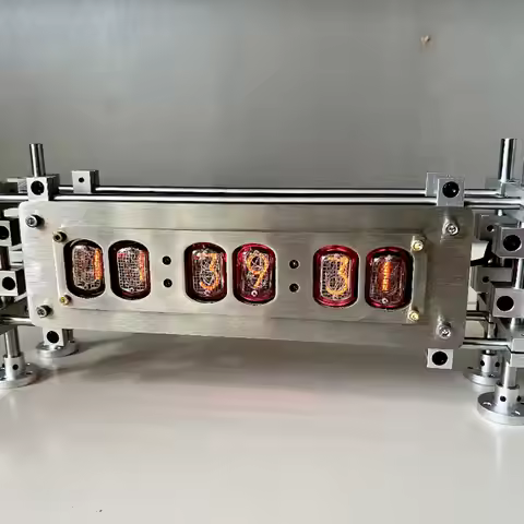 Vintage IN12 Glow Tube Clock Stainless Steel Electronic Clocks Luxury Digital Table Clock Home Deskt