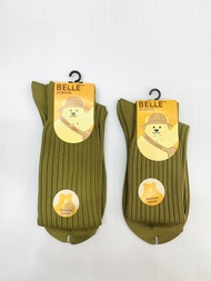 ถุงเท้าไนลอน ลูกเสือสามัญ BELLE  SOCKS สีกากี เนื้อไนลอน ถุงเท้า ชุดลูกเสือ อุปกรณ์ลูกเสือ