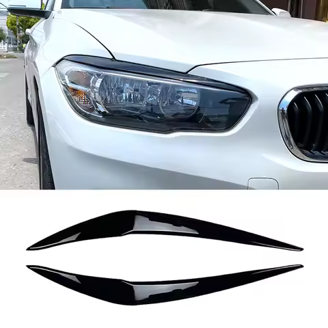 2Pcs Headlight Cover Eyelid Eyebrow For BMW 1-Series 116i 118i 120i 125i 128i F20 F21 Gloss Black He