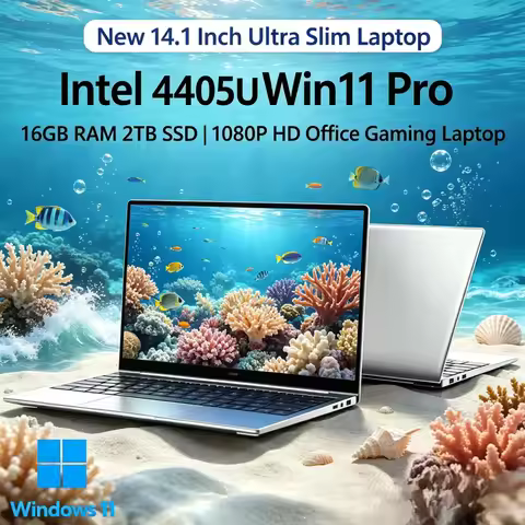 2026 New 14.1" Ultra Slim Laptop Intel 4405U Win11 Pro 16GB RAM 2TB SSD 1080P FHD Office Game Laptop