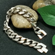 Mens Stainless Steel High Polished 15mm Cuban V Shape Link Chain Bracelet. Gelang Tangan Lelaki Dank