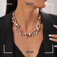 GESH Beaded Necklace, Irregular Exaggerate Colorful Necklace, Women Trend Elegant Double-layer Jewel