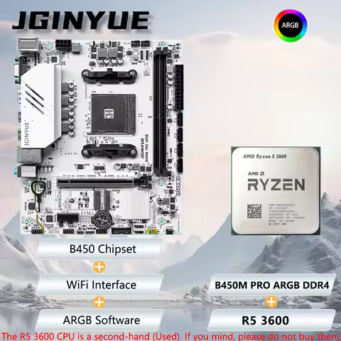JGINYUE AMD® R5-3600 6C12T CPU B450M PRO ARGB Motherboard Kit PC desktop DDR4 MAX 32GB combo Bundle 