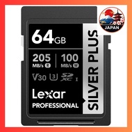 [Directly from Japan]Lexar Professional SILVER PLUS SDXC UHS-I 64GB SD Card V30 for 4K Video Recordi
