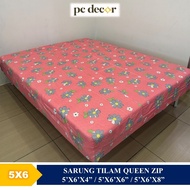 Cadar Queen Zip Bed Sheet 5' x 6' x 6'' 152cm x 182cm x 15.25cm Cover with Zip / Sarung Tilam Single