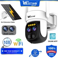 Wistino 4K Dual Lens 10x Digital Zoom Solar 4G CCTV Camera Outdoor PIR Human Detection Solar Panel P
