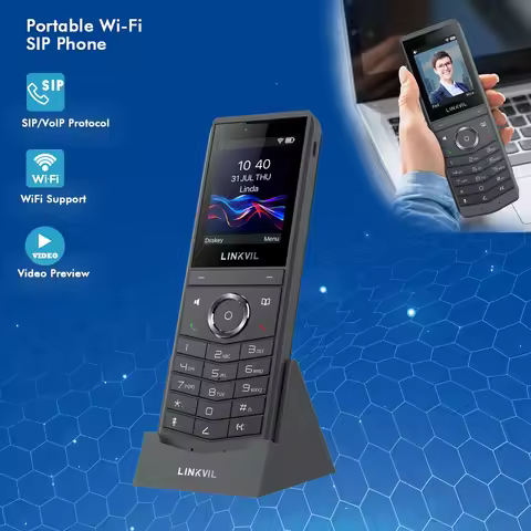 LINKVIL EU Plug Portable Wireless WiFi SIP Video Phone Handheld Audio Fanvil VoIP Phone for Office H