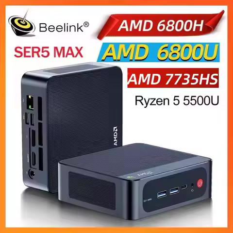 Beelink Mini PC SER5 MAX AMD Ryzen R7 6800U 6800H R5 5500U SER 7735HS Desktop Gaming Computer 16GB 5