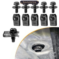 BEAUTYSTARTING 10Pcs Car Body Bolts & U Type Clips M6 6mm Engine Cover Undertray Splash Shield Guard