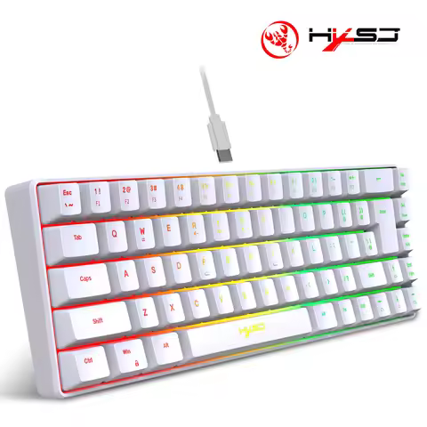 HXSJ-V200 68-key compact wired keyboard with RGB backlight, ergonomic design, USB-C interface 60% mi