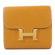 HERMES Epsom皮革Constance Compact Wallet錢包Gold
