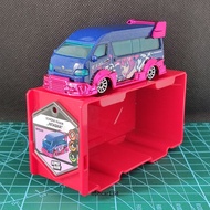 majorette toyota hiace Car Model Van Blue Cartoon Pattern With Accessories Rare
