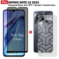 Paket Tempered Glass Infinix Note 12 2023 Hot 20 5G Hot 12 Pro Privacy Anti Spy Full Free Skin Carbon Transformers Garskin Belakang Handphone