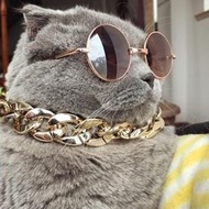 SHOUKEY Chain Dog Collar, Chain Collar Cat Dog Gold Necklace Pet Necklace, Portable Adjustable Gold 