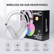JMAX หูฟังบลูทูธแบบครอบหู พร้อมไฟRGB ดีไซน์ทันสมัย วัสดุหุ้มหนังอย่างดี พร้อมปุ่มการใช้งานครบเครื่อง
