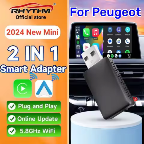 2024 NEW Mini 2in1 Ai Box Rhythm Wireless Carplay Adapter Android Auto Wireless For Peugeot 208 308 