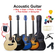 CAESAR (X-400C) 40 Inch Acoustic Guitar Cutaway Body + Accessories Set Bag Gitar Akustik Murah 吉他 配件