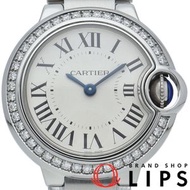 卡地亞 Ballon Bleu de Cartier 腕錶 28毫米 鑲鑽錶圈 Ballon Bleu 28毫米 W4BB0015 帶原裝盒和保固卡 不銹鋼女士腕錶 銀色拋光 成色極佳 [二手]