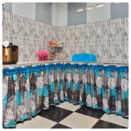 tirai kolong dapur penutup bawah meja lebar 100 cm tinggi 70 cm bonus tali bahan kain mikrotex