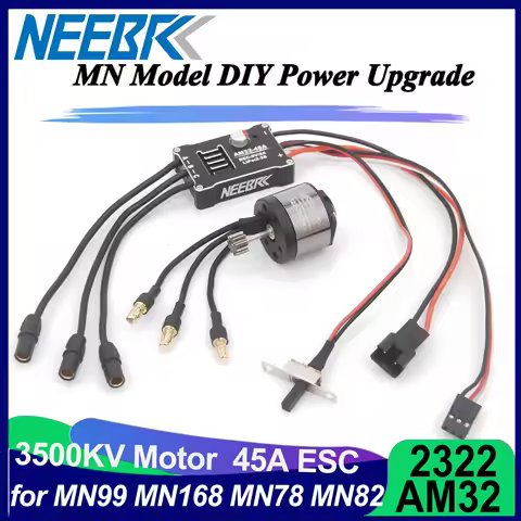 NEEBRC 2322 3500KV Brushless Motor AM32 45A Metal ESC SM3.0 Plug for 1/12 RC Car Crawler MN99 MN168 