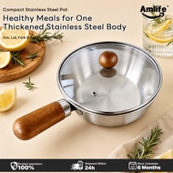 Amlife Stainless Steel Pan, Butter Frying Pan, Comes with Spoon and Lid for Making Coffee, Hot Milk,