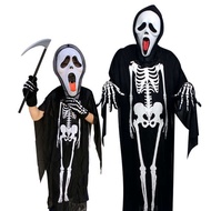 halloween costume halloween dress Pakaian Halloween cos pakaian kanak-kanak dewasa kerangka seram tengkorak hantu pakaian lelaki dan wanita