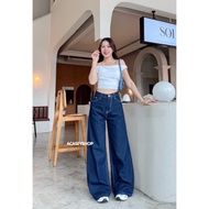 Acasey กางเกงยีนส์ผู้หญิง ขายาว ทรงกระบอกขาใหญ่ Baggy Denim ไซส์ S - XL