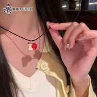 JOJO COCO Cute Dripping Glaze Love Apple Necklace Red Girl Pendant Necklace