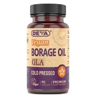 DEVA Vegan Vitamins, Borage Oil 500mg, Rich Source of Omega-6 Fatty Acid GLA (Gamma linolenic Acid),