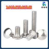 [HJX] 304 Stainless Steel Carriage Screw Large Half Round Head Square Neck Bolt Shelf Screw M4/M5/M6