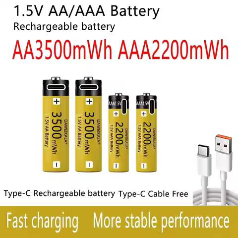 AA AAA Battery 1.5V AAA AA Rechargeable battery NiZn Battery Stable performance camera toys light ba
