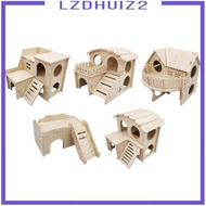 [Lzdhuiz2] Wooden Hamster House Detachable Hamster Hideout for Lemmings Hamster Mouse