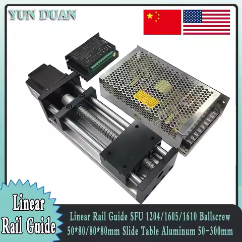 Linear Rail Kit Sliding Table Ball Screw Module Slide Stage 50-300mm Stroke Nema23 Stepper Motor 1.2