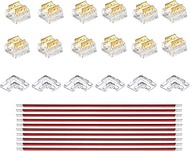 8mm 2Pin 30Pcs Press-in Assembly COB LED Strip Connector Corner Kit,14pcs Clear Connectorss,6pcs L-S