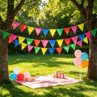 Colorful Triangle Bunting Flags Pennant Banner For Outdoor Construction Site Warning Grand U4o2