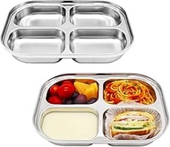 Korean Stainless Steel Divided Plates by KS&E, Little Kids Toddlers Babies Tray, BPA Free, Diet Food