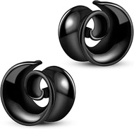 2Pcs 0G-00G Spiral Saddle Gauges for Ears Stainless Steel Ear Tunnels and Plugs Hypoallergenic Ear S