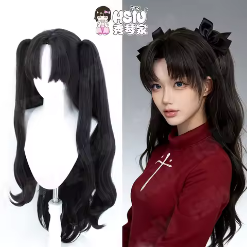 Tohsaka Rin Cosplay Wig HSIU 95Cm brown black Long hair Synthetic Wig+Wig cap Game FGO Ishtar Tohsak