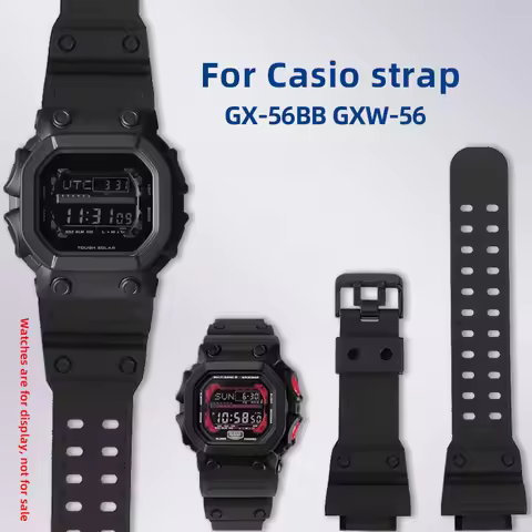 GX56 Resin silicone strap For Casio G-SHOCK GX-56BB GXW-56 large G men Black Rubber Watch band Brace